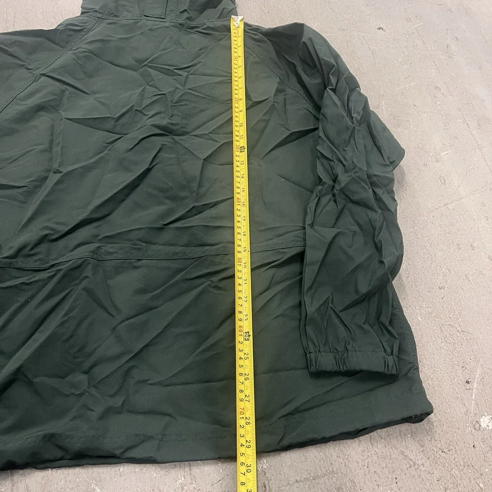 LL Bean Men's Green Full Zip Lightweight Stowaway Rain Jacket Hooded‎ Size L
